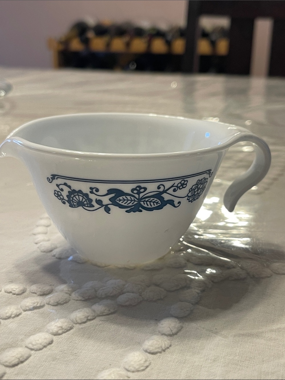 Corelle White Creamer with Blue Floral Band